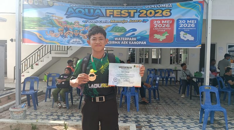 Membanggakan Siswa MTsN 2 Labura Raih Juara 1 Renang Gaya Bebas di AQUA FEST 2026